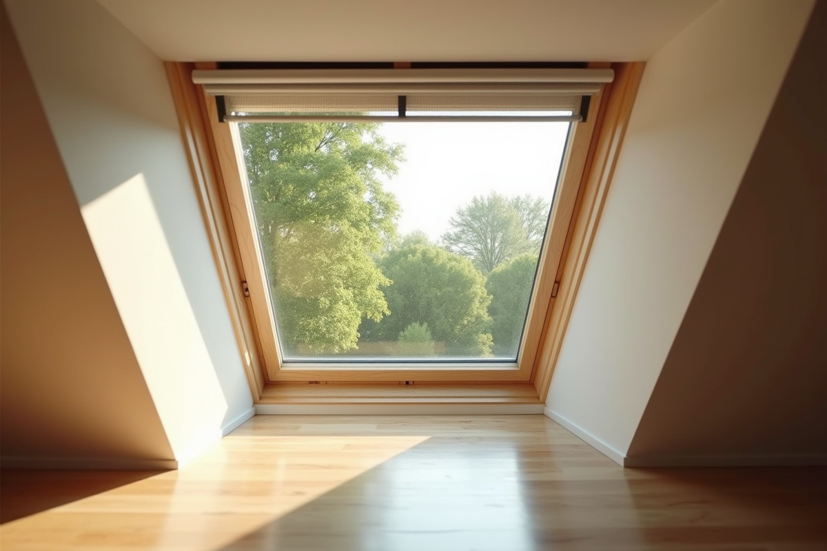 Chambre attenante moderne avec Velux et moustiquaire
